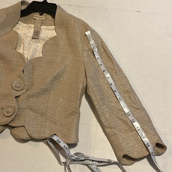 Anthropology Elevenses-6-beige,office siren,Metallic Scallop,crop, blazer/jacket - Picture 12 of 13